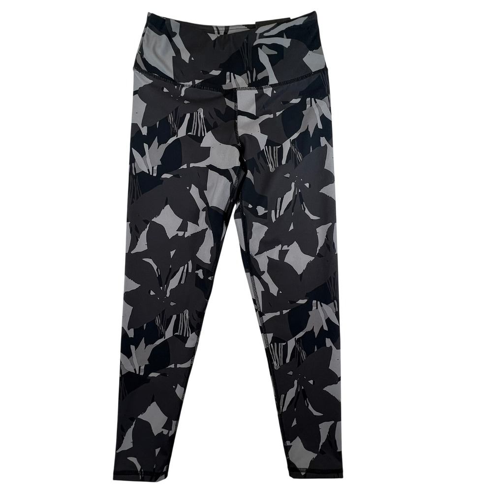 Tahari Sport Leggings Camo Black Floral Women S Gray High Rise Active Stretch